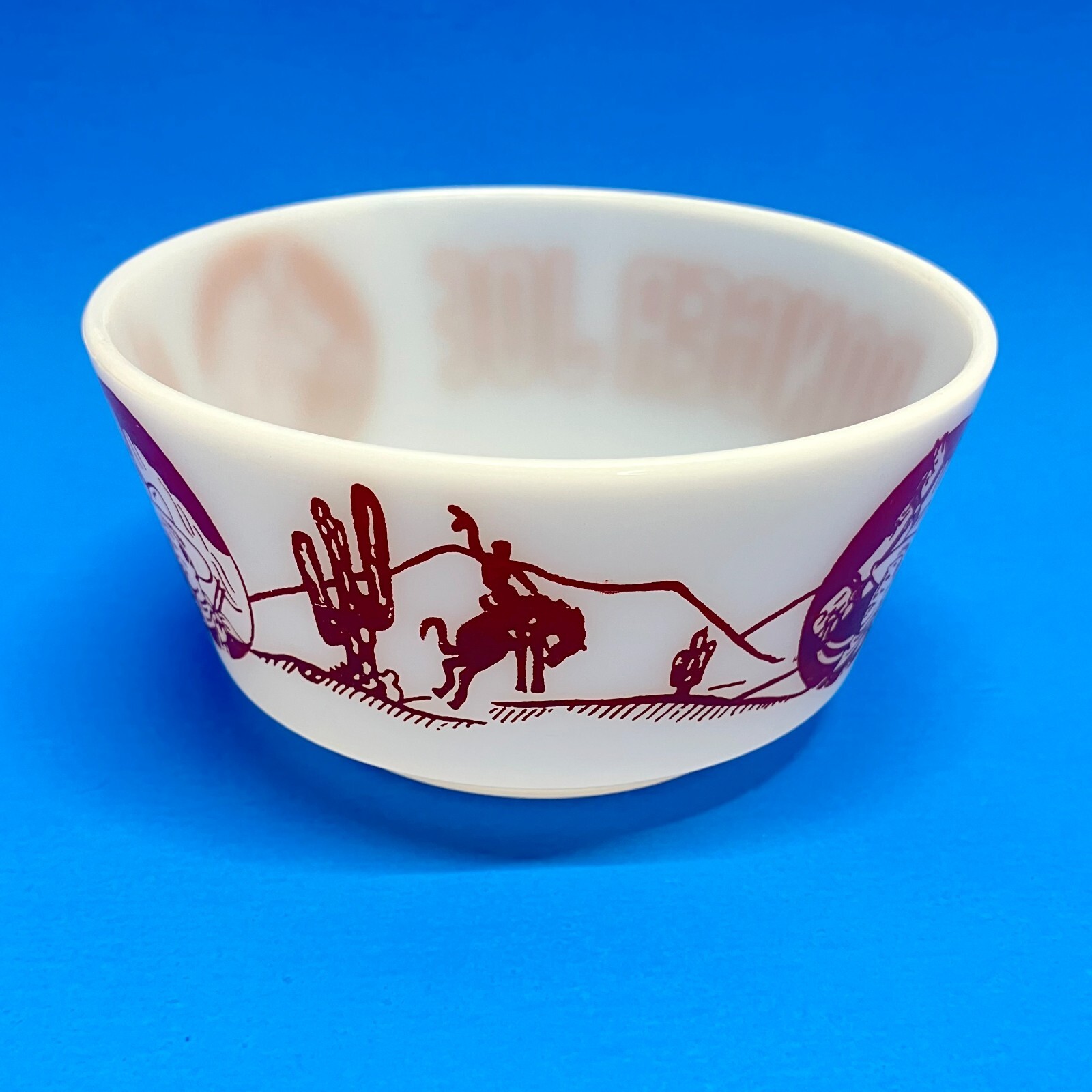 VTG 50s Ranger Joe Round Up 3PC Breakfast Set Hazel Atlas Milk Glass Mug & Bowls