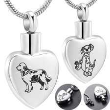 Pet Cremation Necklace for Dog Paw Print Memorial Keepsake Pendant Urn Jewelry