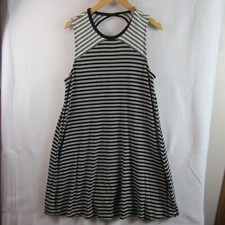 old navy women's dress cut out striped black white large tags