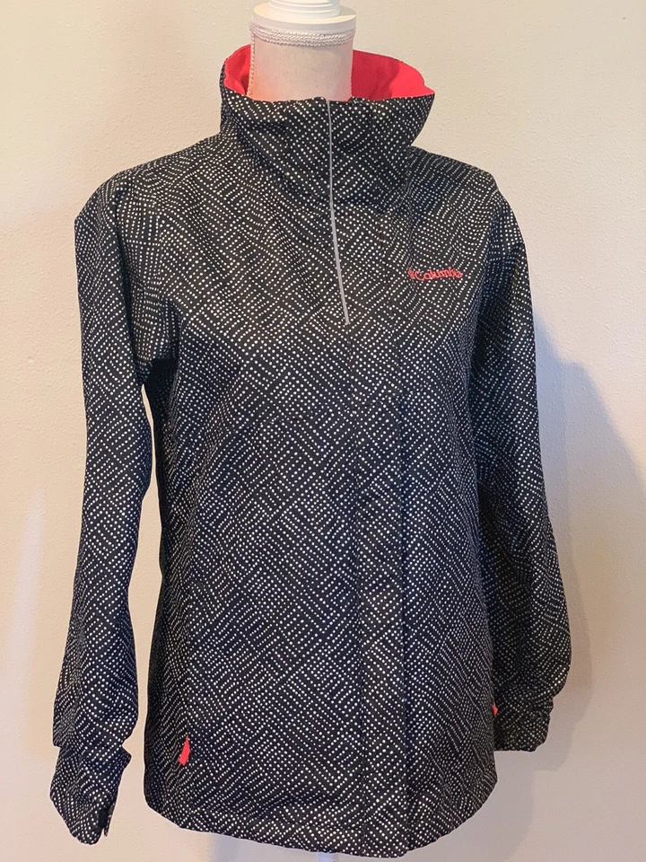 Columbia девочек L 14 16 дождевик водонепроницаемый черный белый розовый обмена оболочки - Изображение 3 из 4