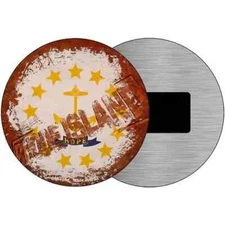 Rhode Island Rusty Stamped 3.5" Magnet Plaque Fridge Refrigerator Kitchen Home