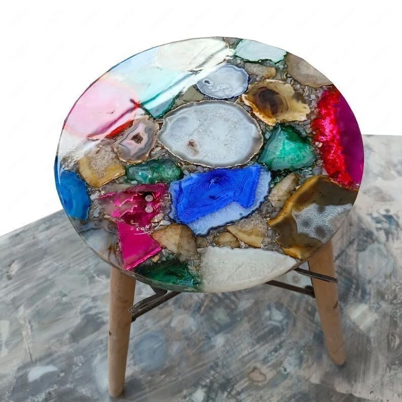 15x15 Agate Slice Nesting Table for Cafe Decor and Coffee Art  