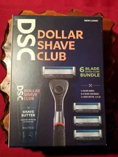 Dollar Shave Club 6 Blade Razor Bundle with Shave Butter, 1 Handle, 4 Cartridges