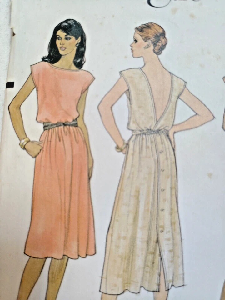 Vogue 7934 Dress Sewing Pattern Ladies 8 Very Easy V Back Loose Evening Pullover - Image 2 of 4