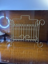 MCM Gold Metal Wire Magazine Record Holder Rack -18.5  X 7  X 17  Vintage 078