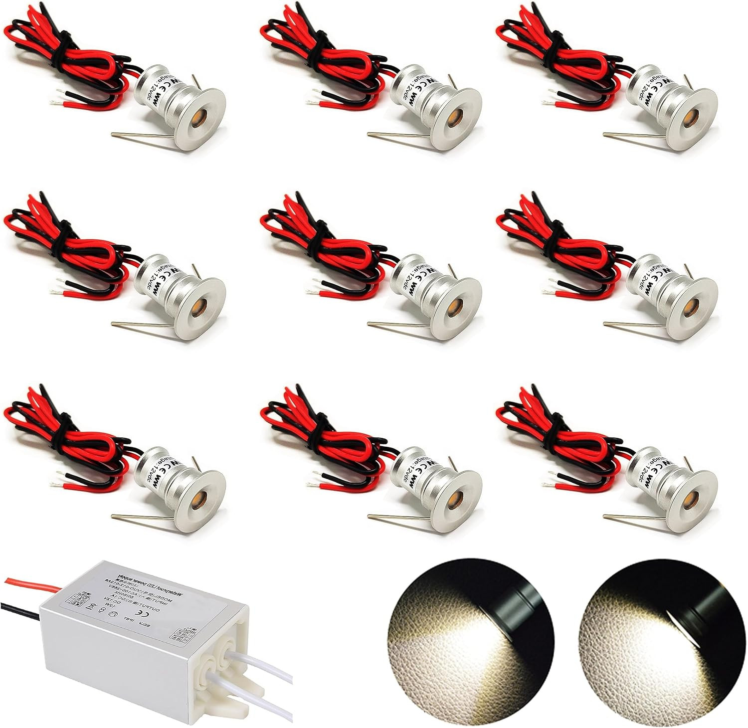 Kit 9 Faretti Mini LED 12V 1W IP65 Haixin: Montaggio Facile e Sicuro