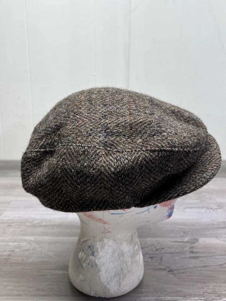 Gorra de Newsboy Vintage Tweed Lana Cabbie Marrón Talla XL Hecha en EE. UU. Foto 3 de 4