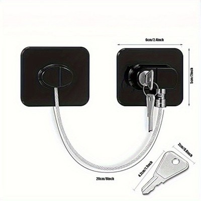 Sturdy Metal Cable Lock Adhesive No Drill Lock for Cabinet & Drawer Protection