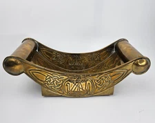 Solid Brass Viking Longship Bowl Ornate Celtic Knotwork Scandinavian Vintage