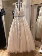 Jovani Lace And Nude Underling Ball Gown V Neckline