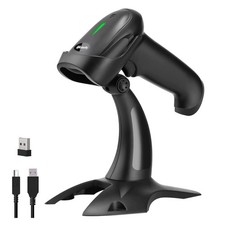 Bluetooth Barcode Scanner with Stand,1D Hands-Automatic Scanning 3-in-1 Conne...