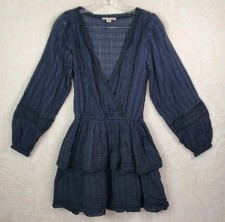 American Eagle Ruffle Tiered Eyelet Lace Dress Swing Deep V-Neck Cottagecore Med