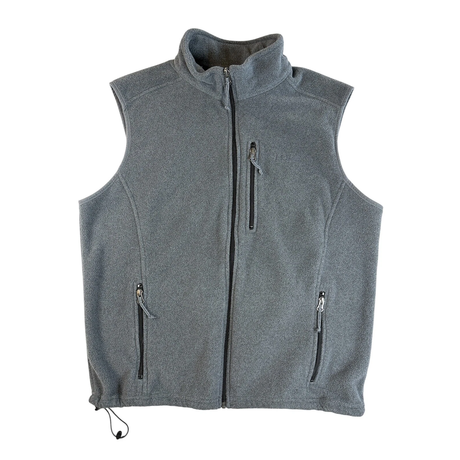 LL Bean Fleece Vest Mens L Grey Polartec Zip Up Pocket 284628