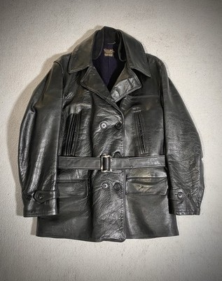 30s Rough Wear Horsehide Vintage  Barnstormer Car Coat Lederjacke Ledermantel 38