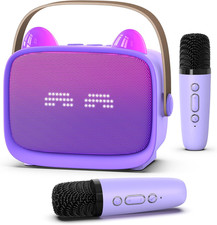 Upgraded Mini Karaoke Machine Toy for Kids, Portable Bluetooth Speaker with 2 Wi