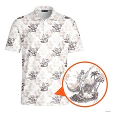 Jesus Riding Dinosaur 3D Printed Polo Shirt - Men Performance Golf Shirt Gift