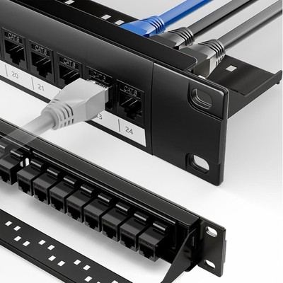 Patchpanel 24 Port CAT6 10 Gbit/s mit Vergoldet Keystone RJ45 Kupplung 19 Zoll