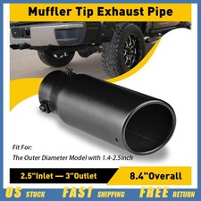 tip Car exhaust 2.5'' Stainless Black inlet Steel Coated Muffler Pipe Clamp-on