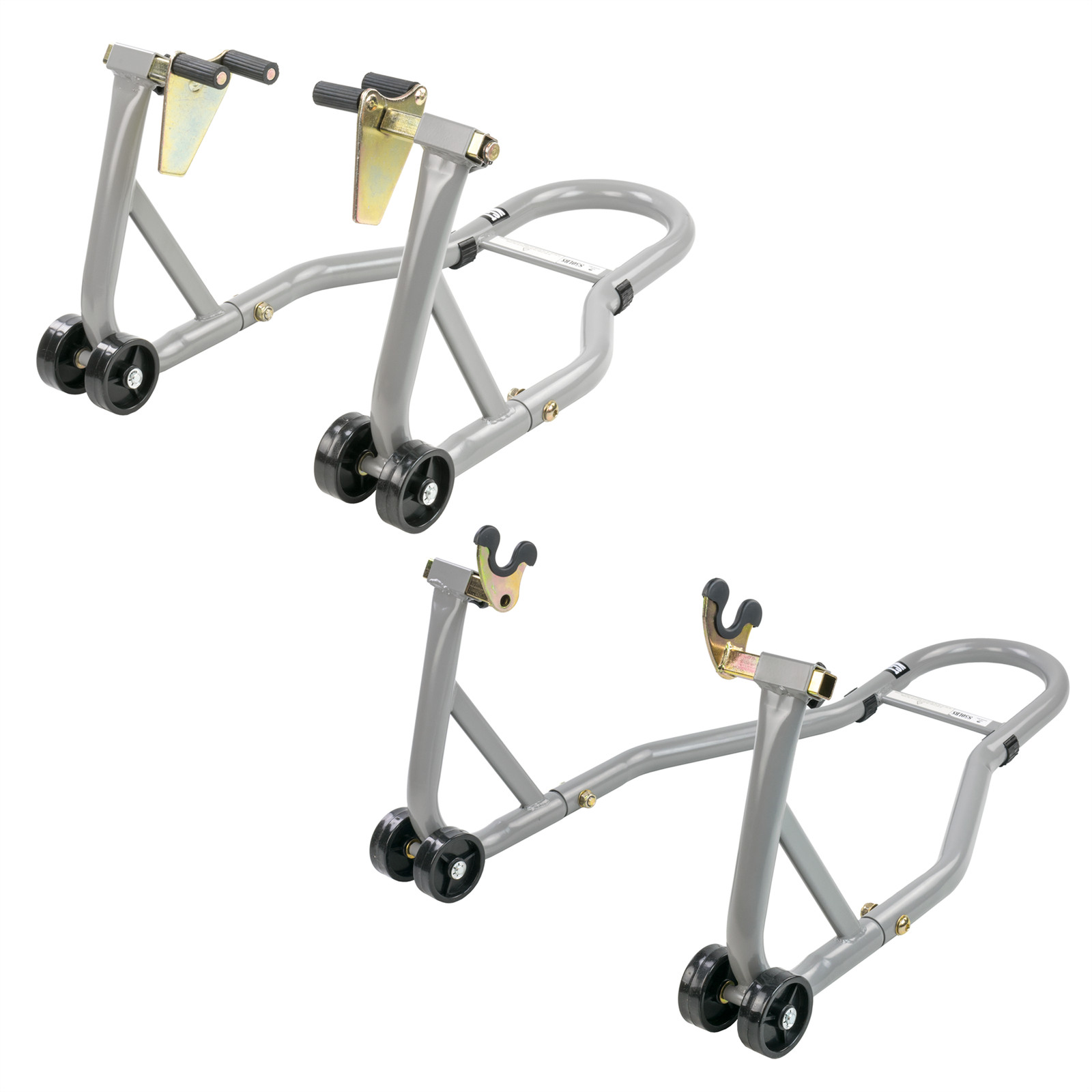 KCT HEAVY DUTY FRONT & REAR MOTORCYCLE PADDOCK STAND MOTORBIKE STEEL JACK