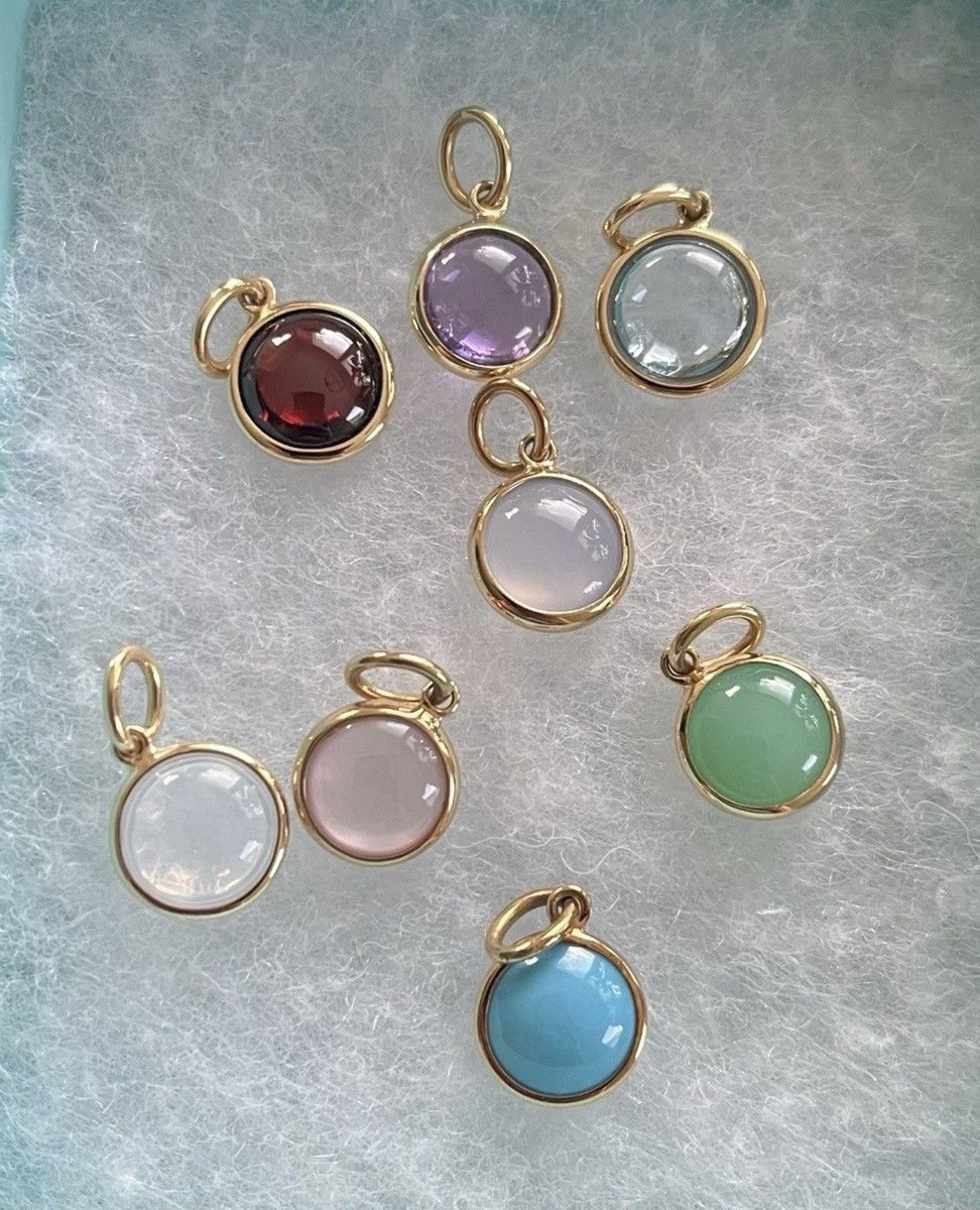Tiffany & Co 18K Gold Picasso Dots Gemstones Set Of 8 Charms