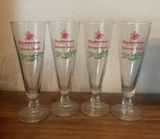 Vintage Budweiser Anheuser-Busch Pilsner Beer Holiday Glasses, Set of 4