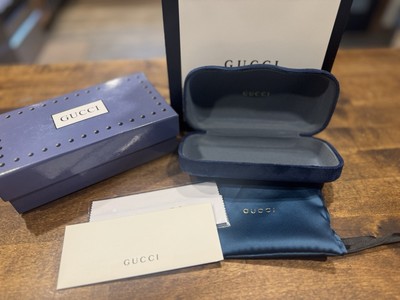 New Genuine Blue Gucci Sunglasses Hard Case Clam Shell w/ All
