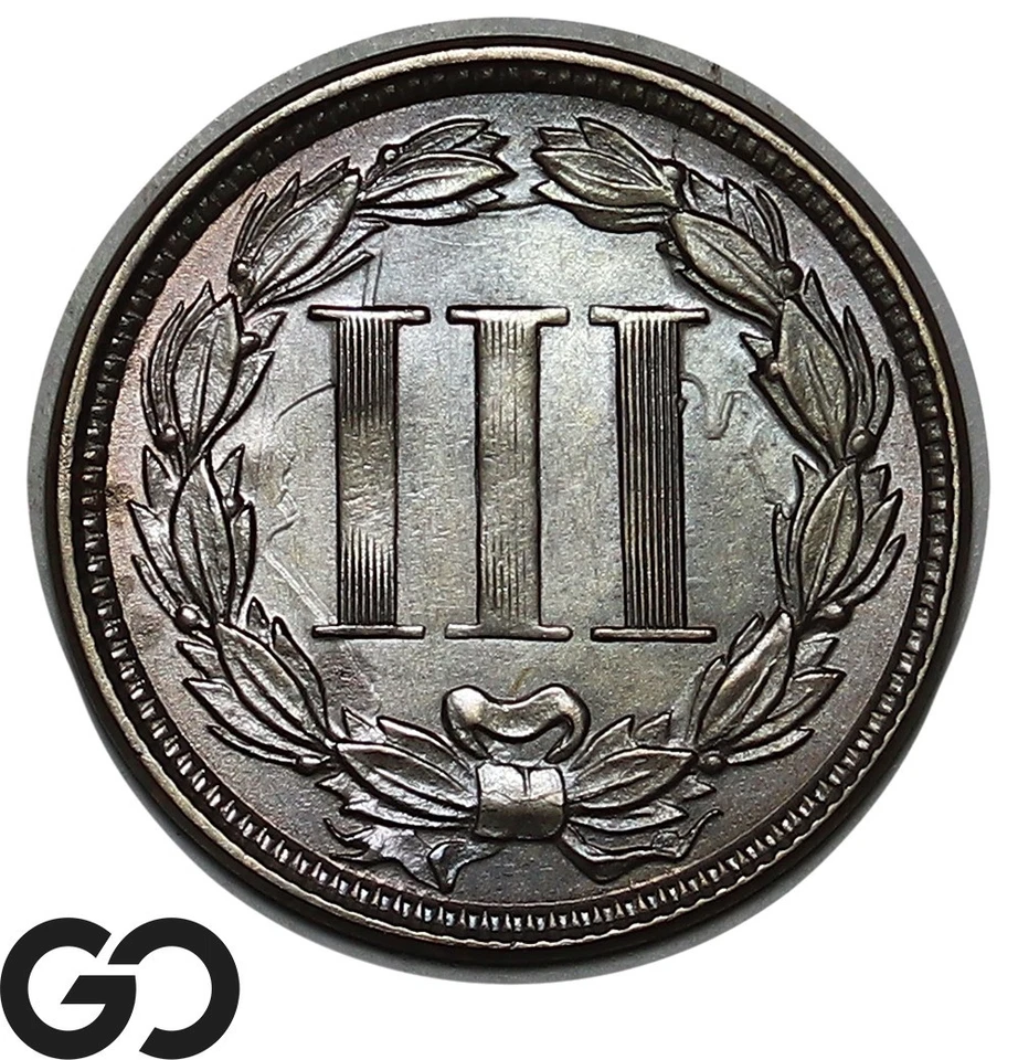 1865 Three Cent Piece Nickel, Nice Luster, Choice BU++, Tough Type! - Image 2 of 3