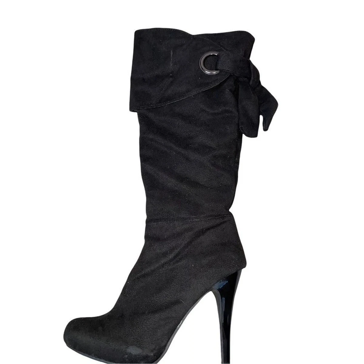 Anne Michelle Savior botas de tacón negro hasta la rodilla gamuza material similar TALLA 9