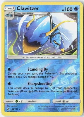 Clawitzer 26/131 Rare Forbidden Light Pokemon Reverse Holo Near Mint