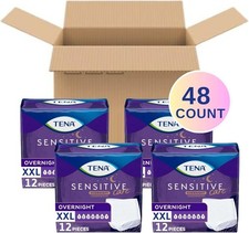 TENA Sensitive Care Overnight Incontinence Underwear for Women XXL, 4 pack of 12