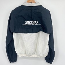 Vtg 90s SEIKO Windbreaker Mens Medium Jacket Watch Promo Augusta Made in USA