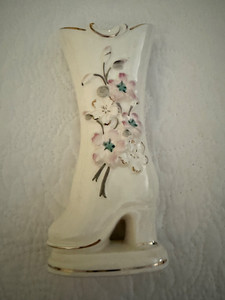 Antique Porcelain Hand Painted boot vase marked Japan