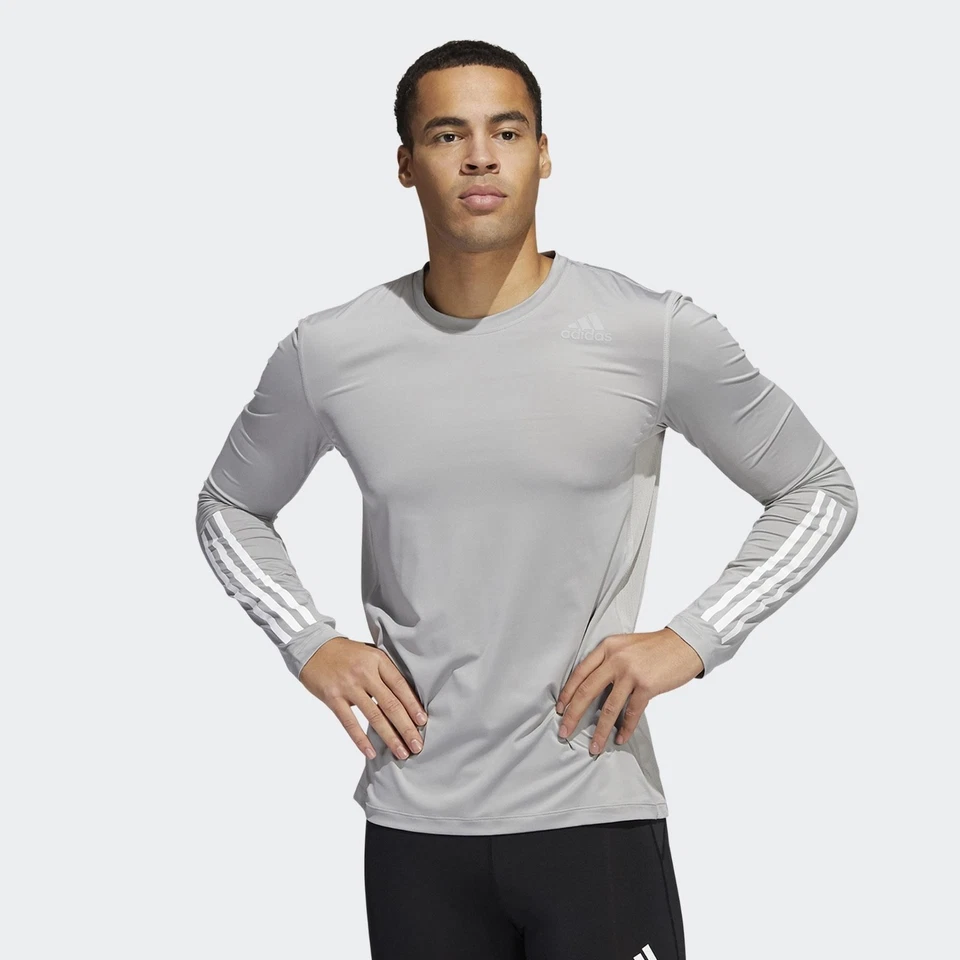 adiidas Techift Top Mens - Grey Compression Tee Long Sleeve - Black Friday Sale - Image 2 of 4