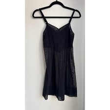 MALIA MILLS Slip Black Mesh Sheer Dress Size 4 NWT
