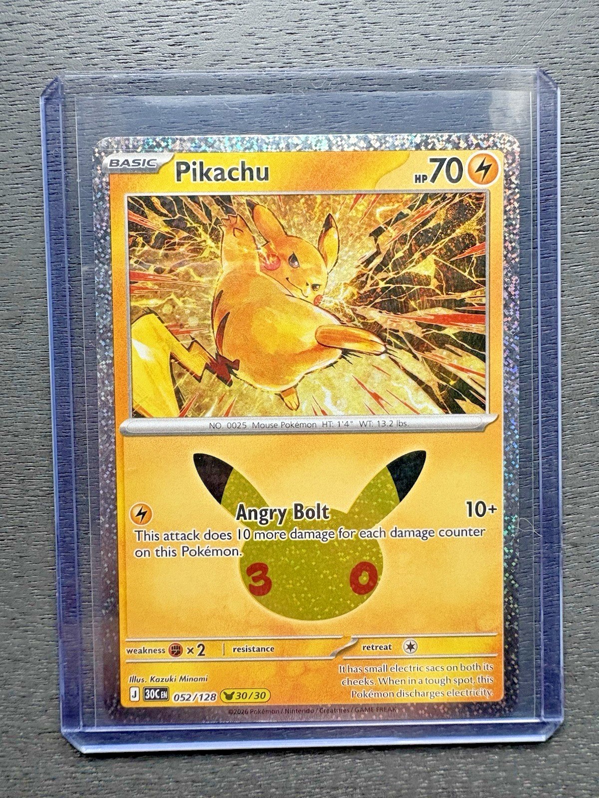 Pikachu 052/128 Me: 30th Celebration Holo - Near Mint