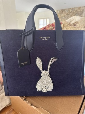 Kate Spade Womens Manhattan Bunny Tote Bag Blue  Large Easter