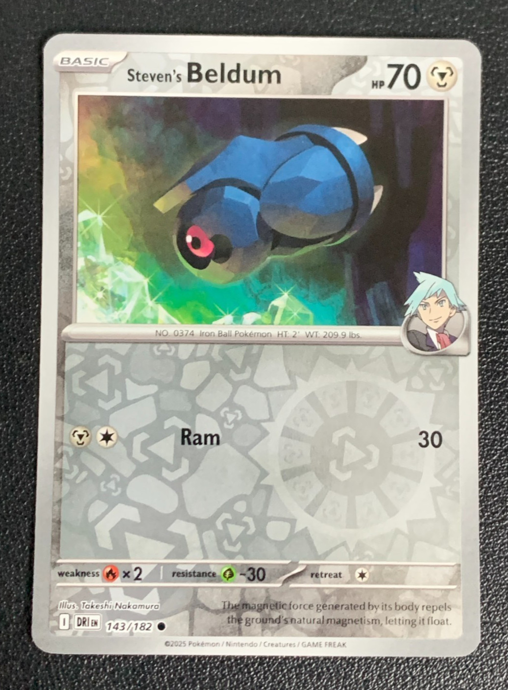 Steven's Beldum 143/182 Destined Rivals Reverse Holo Pokemon TCG Card NM