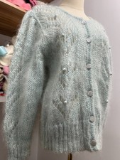 Fuzzy White Mohair/Angora Blend Knit Sweater — listing 5