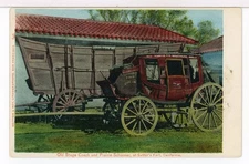 Old Stage Coach and Prarie Schooner at Sutter's Fort 1901-07 Sacramento Postcard