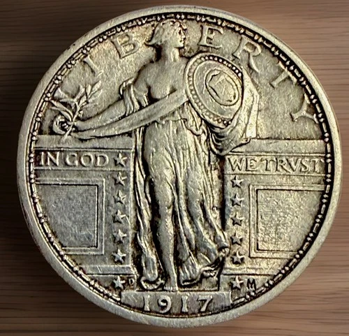 1917-D Type 1 Standing Liberty Quarter  Denver AU-UNC very tough collector  coin