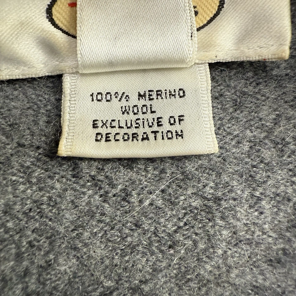 Talbots 刺绣串珠毛衣开衫灰色美利奴羊毛女士 M 码 — 第 4/4 张图片