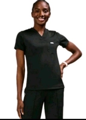 FIGS  Sona FORMx Slim V-Neck Scrub Top Size S Black 