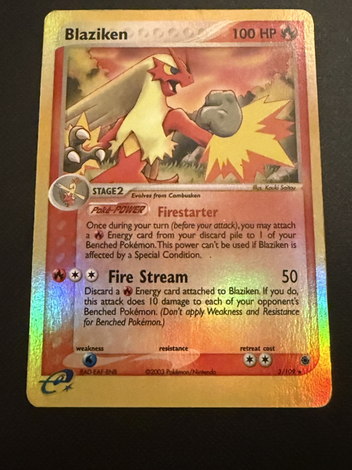 Pokemon Blaziken EX Ruby & Sapphire Reverse Holo 3/109 NM vintage TCG