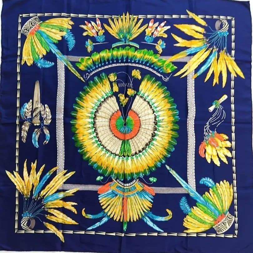 HERMES 　FR-hermes carre 90 plisse brazil HERMES Carre 90 BRAZIL Scarf | eBay