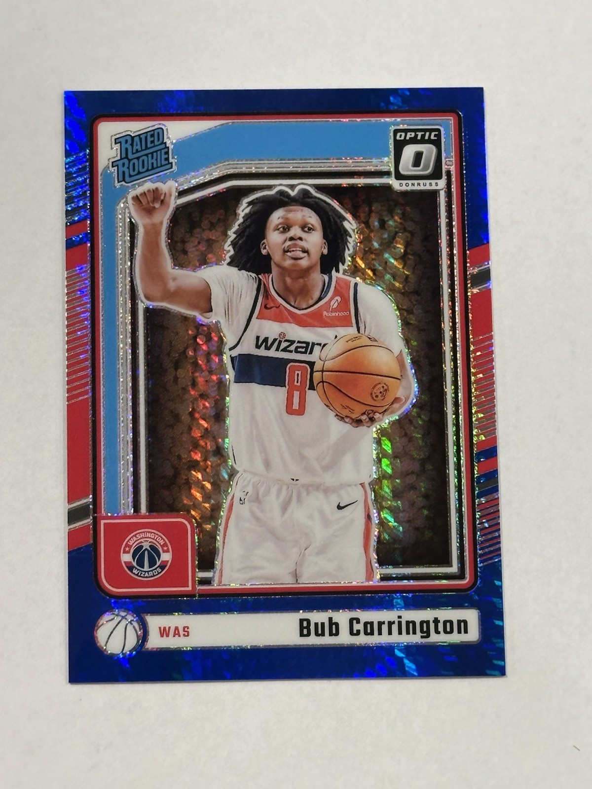 2024-25 Panini Donruss Optic Bub Carrington #273 RC Rated Rookie Hyper Blue /175