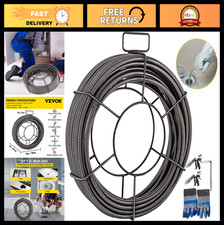 VEVOR Drain Cleaning Cable 75ft x 3/8 inch Solid Core Cable Sewer Cable, Drain A