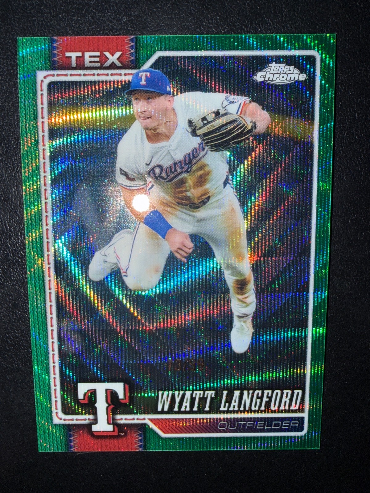 Topps Chrome 2026 Wyatt Langford Rookie Green Wave Refractor /99 Texas Rangers
