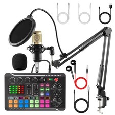 Podcast Equipment Bundle, F998 Audio Mixer with BM-800 Microphone Yellow