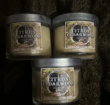 3 X Bath & Body Works CITRON CEDARWOOD MINI Candles - 1.3 oz EACH