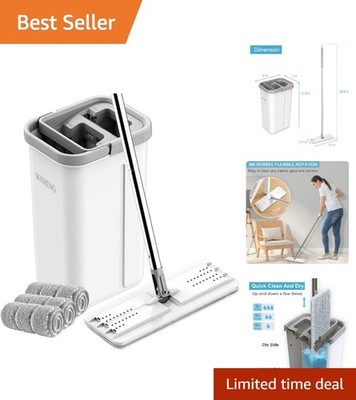 Stainless Steel Telescopic Mop & Bucket Set - Efficient Home Cleaning System